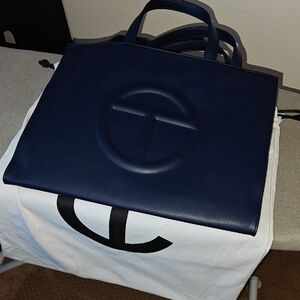 Telfar Medium Navy Blue Shopping Bag